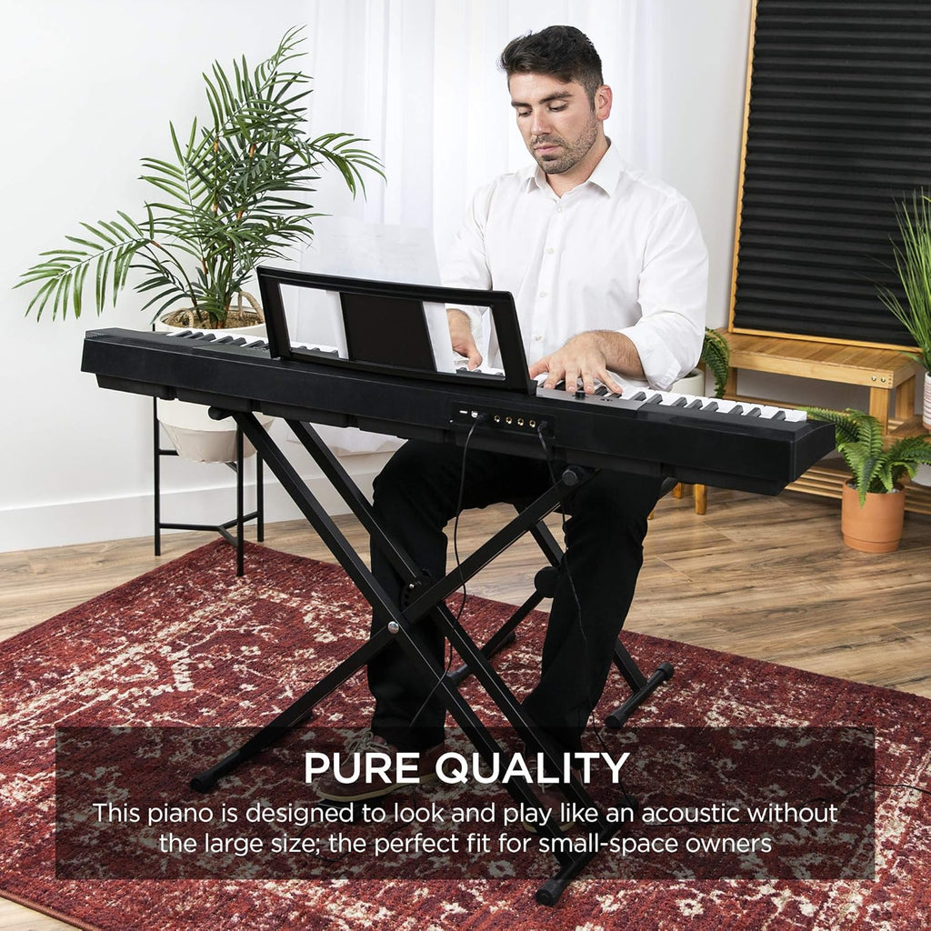 88-Key Full Size Digital Piano Keyboard Set with Semi-Weighted Keys, Stand, Sustain Pedal, Built-In Speakers, Power Supply C380