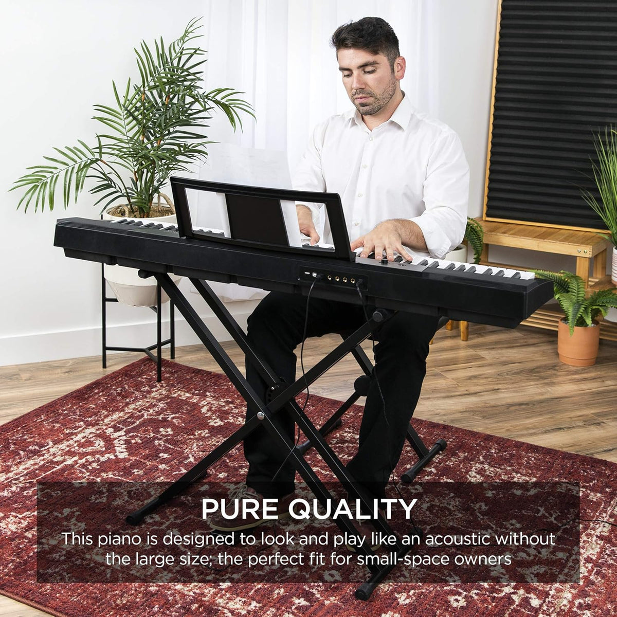88-Key Full Size Digital Piano Keyboard Set with Semi-Weighted Keys, Stand, Sustain Pedal, Built-In Speakers, Power Supply C380