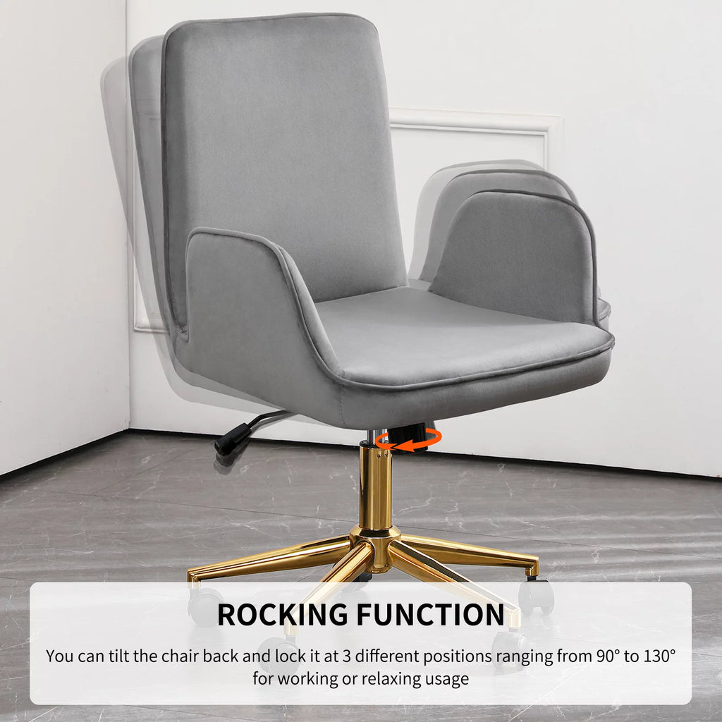 Grey Velvet Upholstered Desk Chair K365