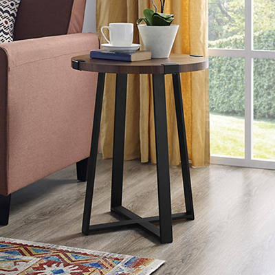 Dark Walnut Round Side End Table S61225
