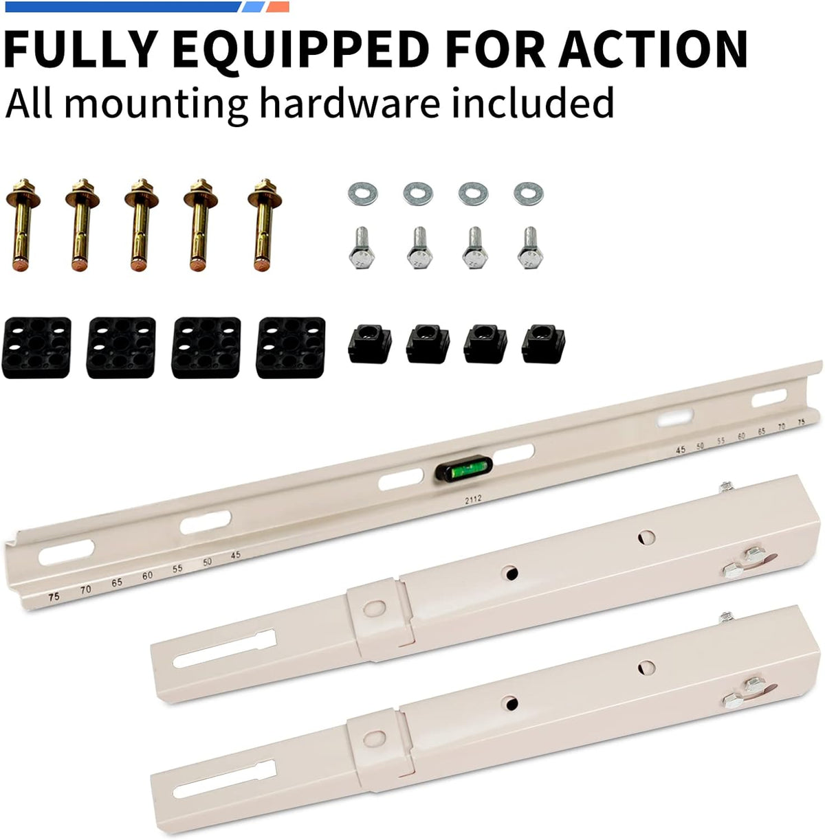 Mini Split Wall Mounting Bracket with Level, Measurement on Top Rail, Pack of 2 W213122