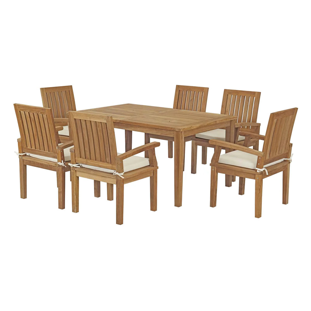 White Wood Dining Chair and Table Set B26294