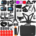 Battery Cover Door Waterproof Housing Silicone Case Glass Screen Protector Grip Pole Bundle for Gopro Hero 10 9 Black U5171