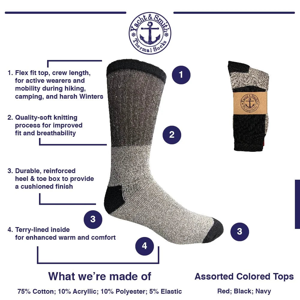 180 Pairs Thick Warm Winter Boot Socks, Size 10-13 B6490