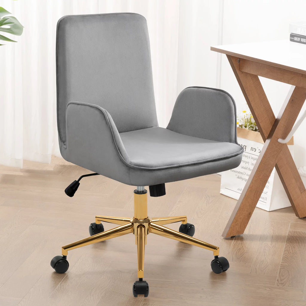 Grey Velvet Upholstered Desk Chair K365
