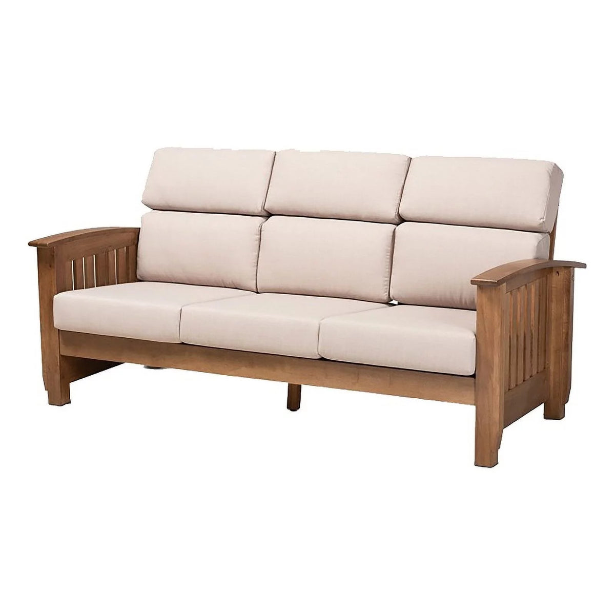 Modern Wood Fabric 3-Seater Sofa in Taupe Walnut Brown W249228