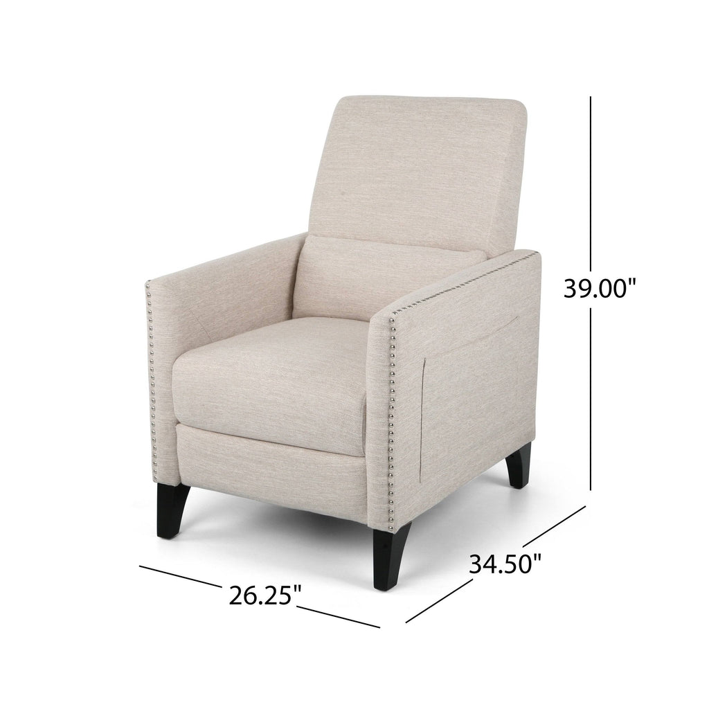 Light Blush Fabric Push Back Recliner U708073