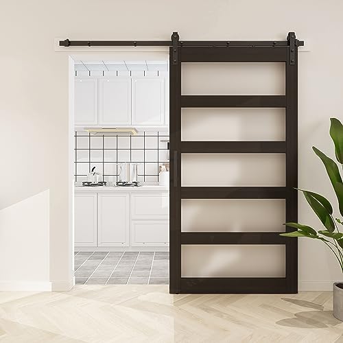 42in x 84in Frosted Glass Barn Door with 7FT Sliding Door Hardware Kit W37241