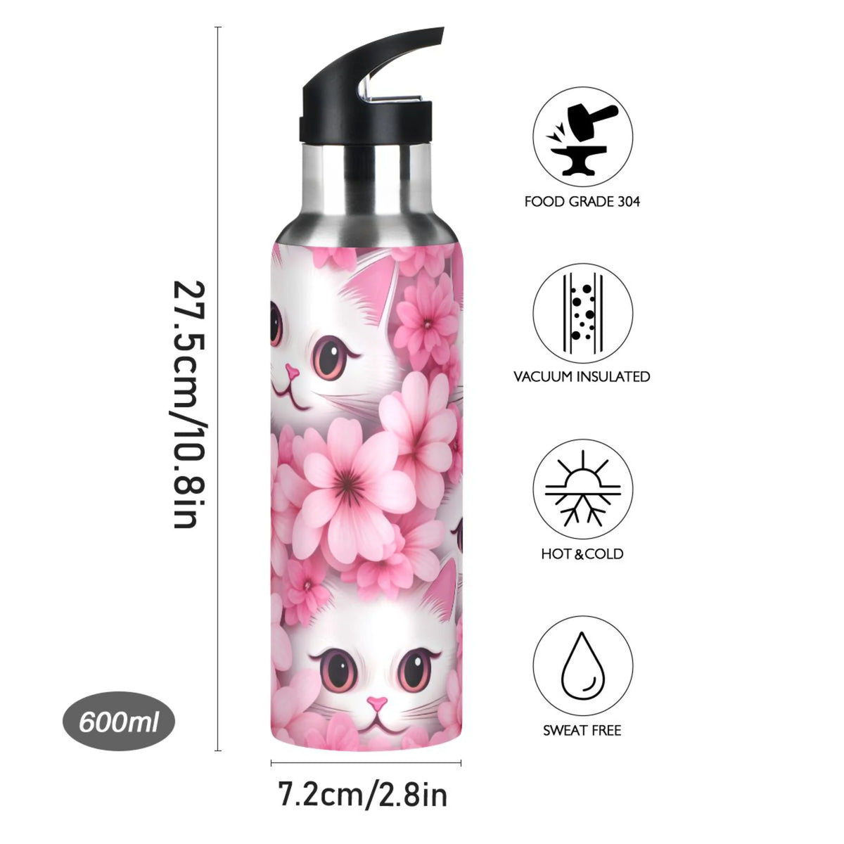 Insulated Stainless Steel Water Bottle with Straw Lid 20 oz W524521