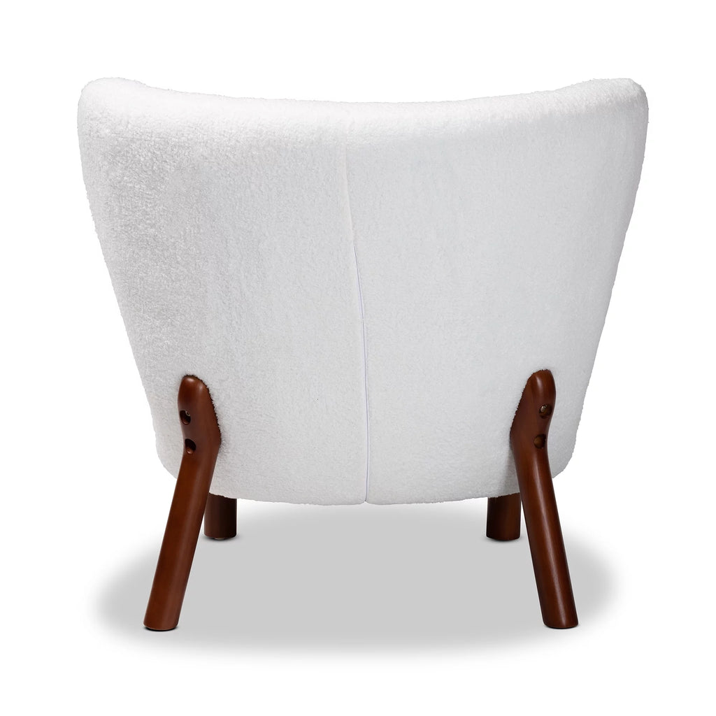 White Boucle Upholstered Wood Accent Chair M549032