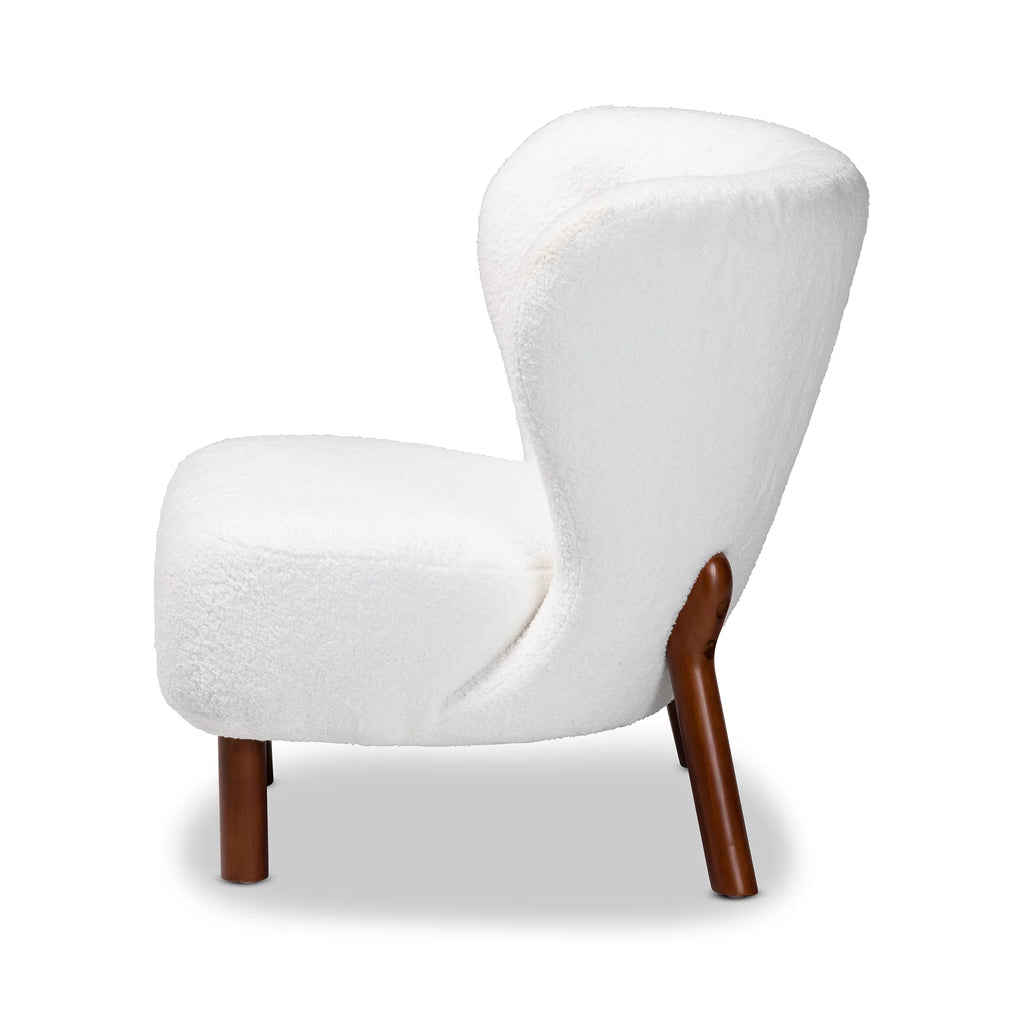 White Boucle Upholstered Wood Accent Chair M549032
