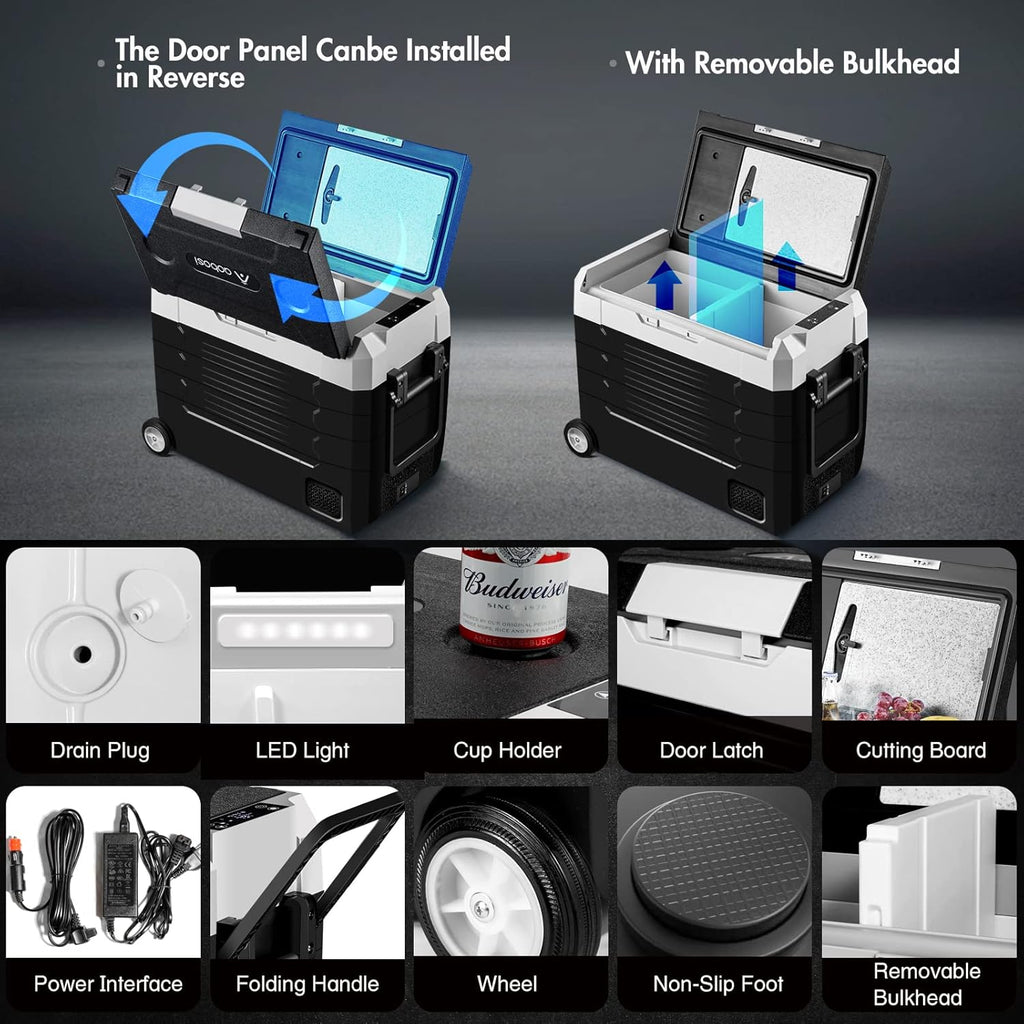 Portable Car Refrigerator 12 Volt 59 Quart Dual Zone Compressor Cooler Z42683