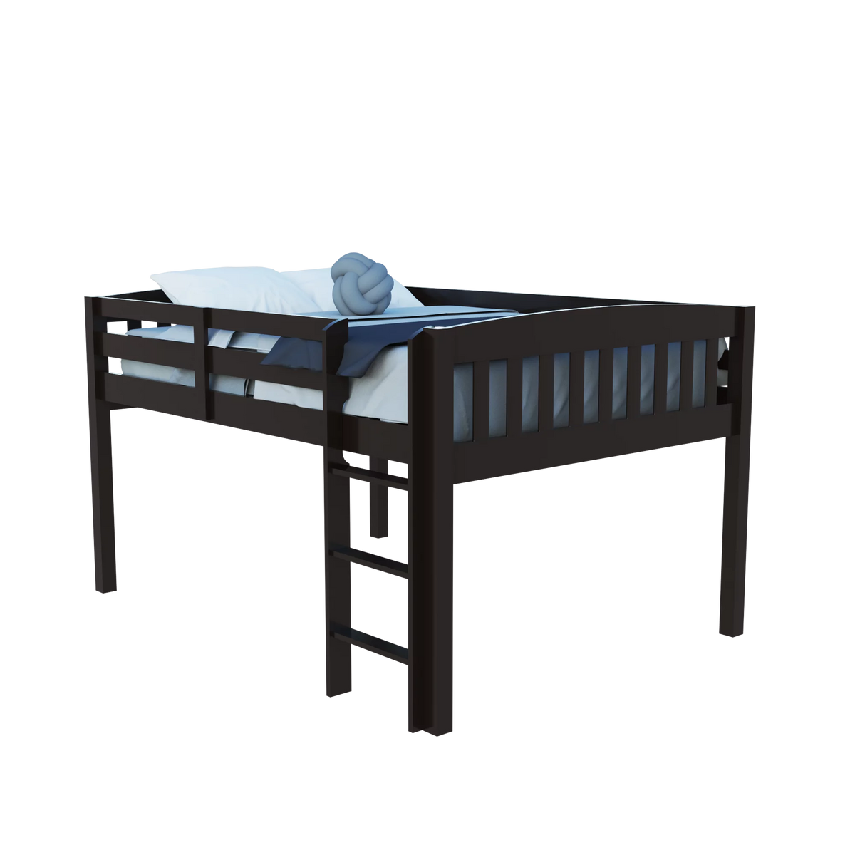 Dark Brown Solid Wood Full Size Loft Bed R248609
