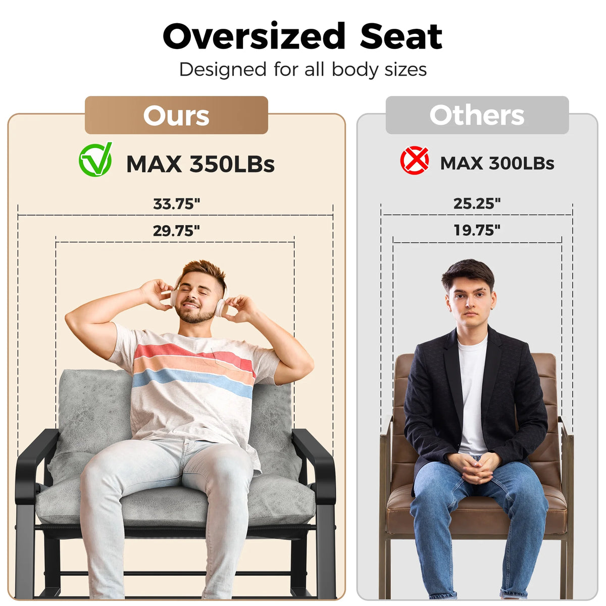 Oversized Upholstered Accent Chair with Wood Armrest, Grey D469