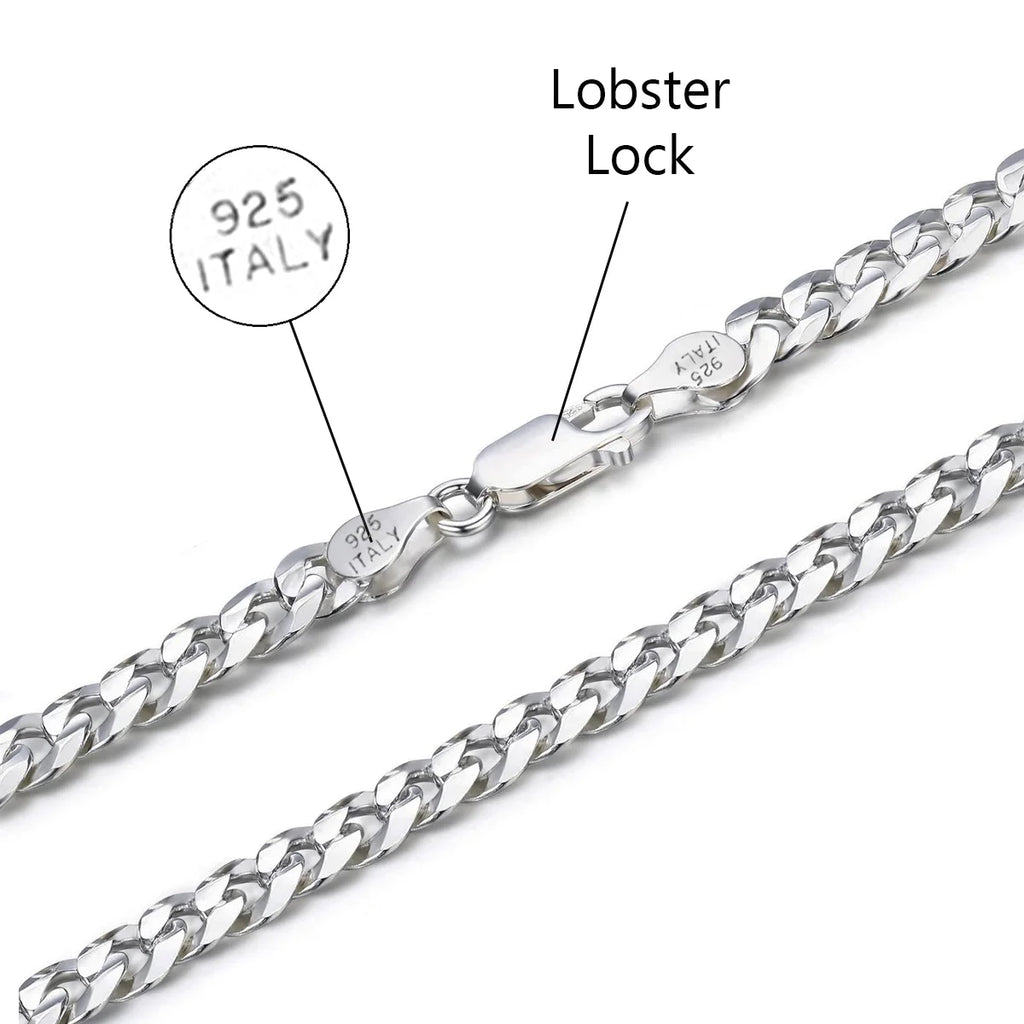 925 Sterling Silver 8mm Solid Curb Chain Necklace S333