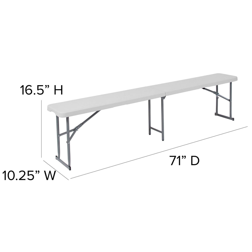 10.25 x 71 Inch Granite White Plastic Bench with Carrying Handle C244