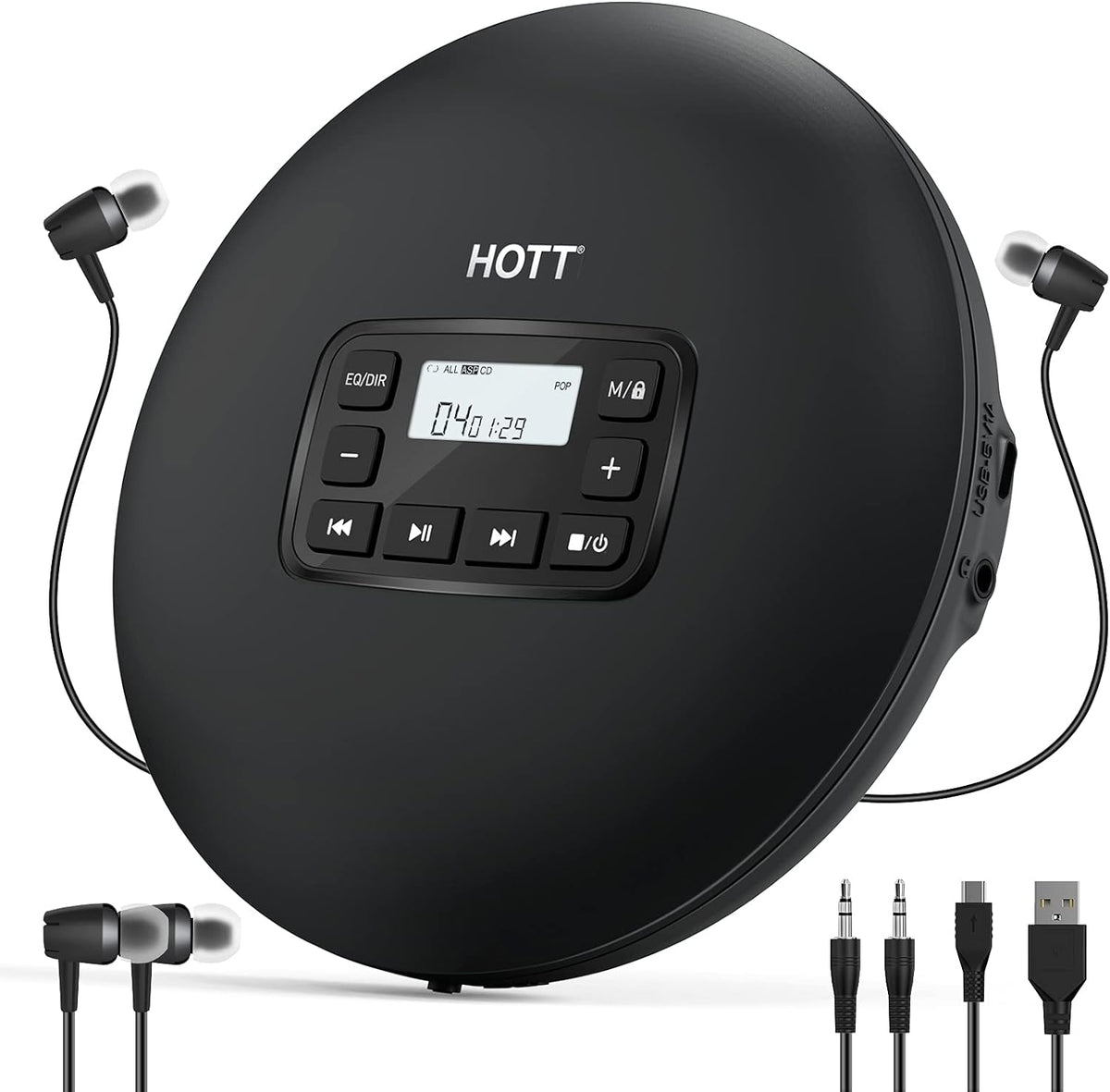 Portable CD Player with Headphones, Anti-Skip, LCD Display, Black A4989