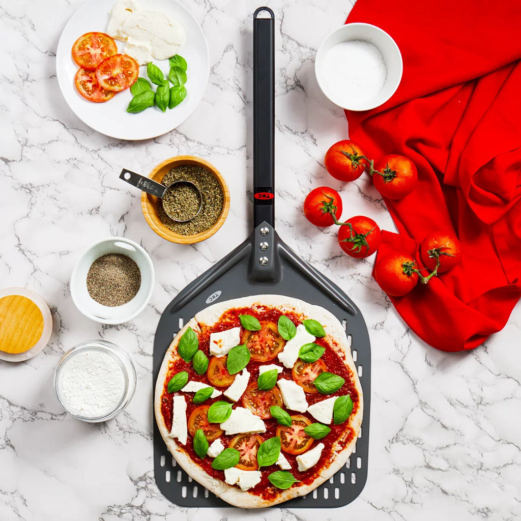12 inch Perforated Aluminum Pizza Peel V4575