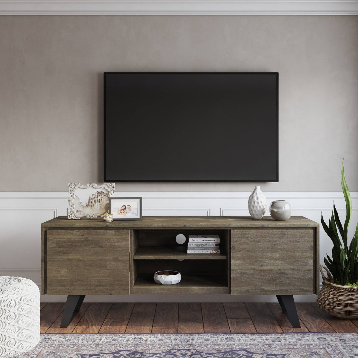 Solid Acacia Wood TV Media Stand Z590