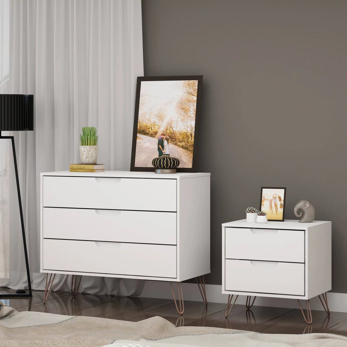 Set of 2 Dresser and Nightstand with Drawers A8453