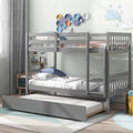Twin Over Twin Wood Bunk Bed with Ladder and Trundle U562178