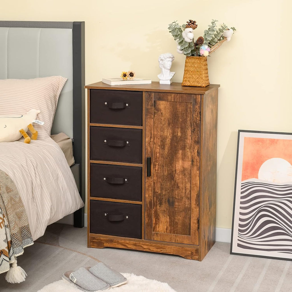Rustic Brown Storage Cabinet with 4 Removable Drawers and 1 Door B19272